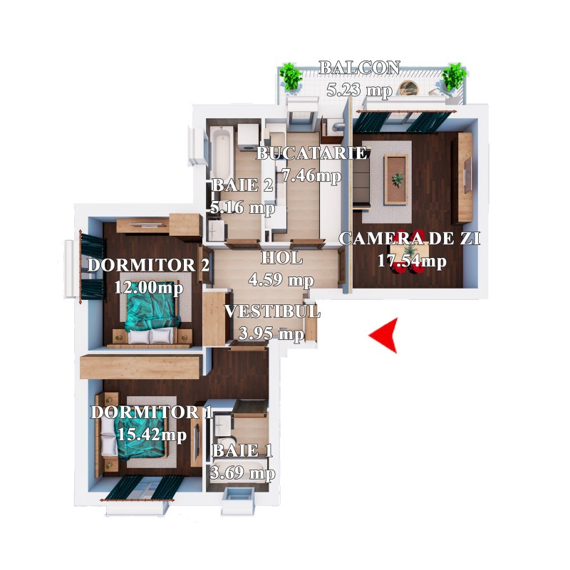 Apartament 2 Dormitoare