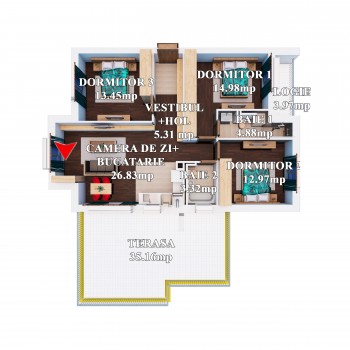 Apartament 3 Dormitoare