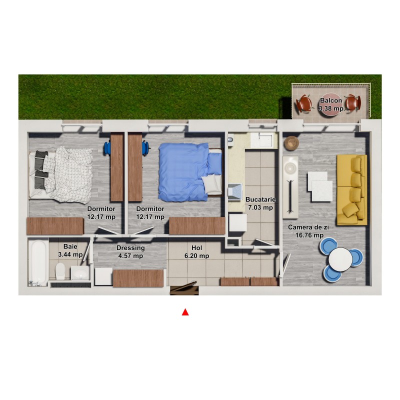 Apartament 2 Dormitoare Tip 10