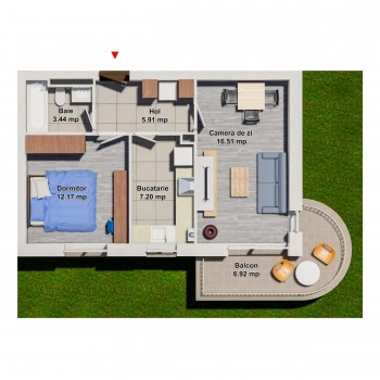 Apartament 1 Dormitor Tip 8