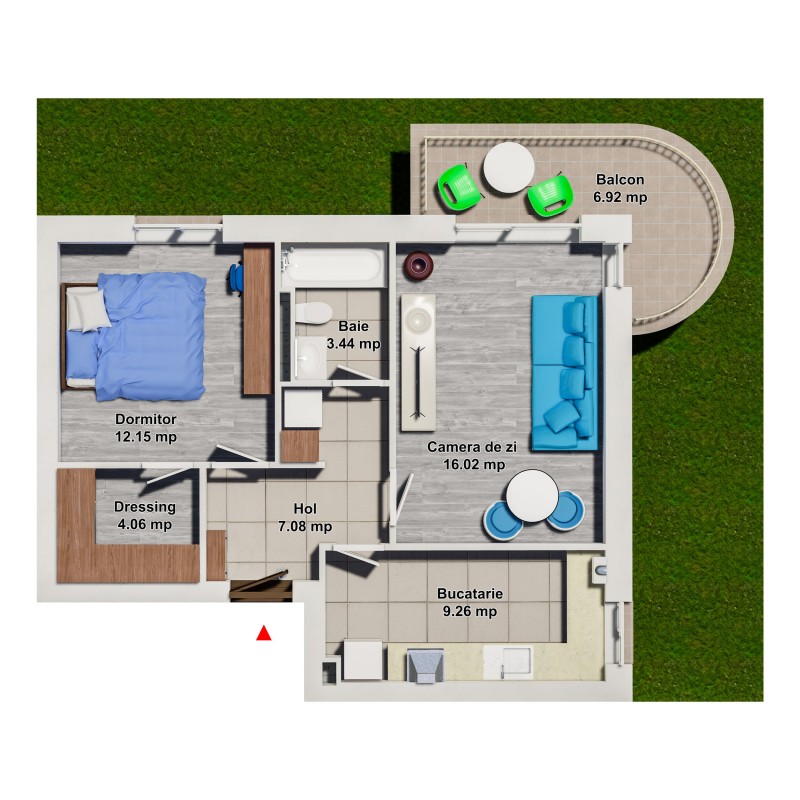 Apartament 1 Dormitor Tip 9