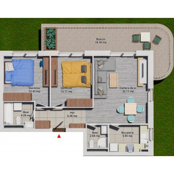 Apartament 2 Dormitoare Tip 1