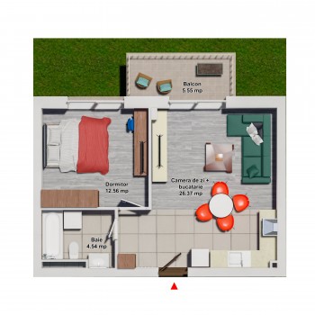 Apartament 1 Dormitor Tip 1